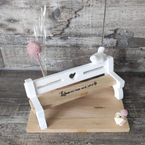 Miniatur Bank mit Spruch